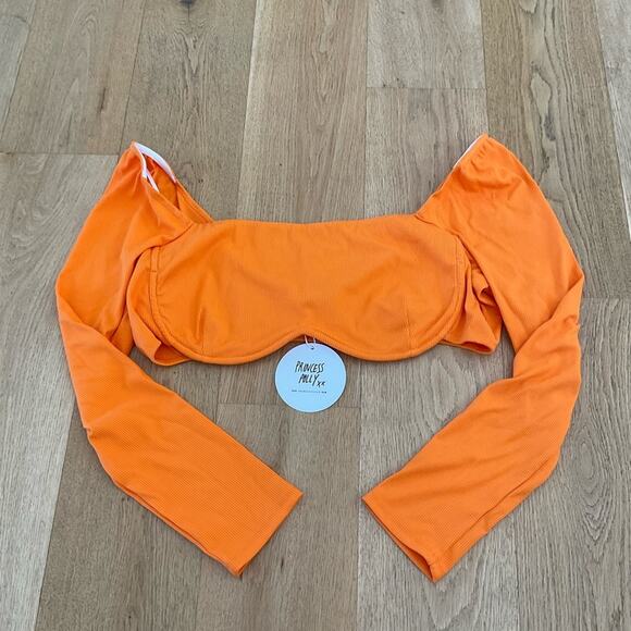Princess Polly Becca Long Sleeve Crop Top in Orange Curve - Picture 2 of 10